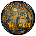 H131 Halloween Owl Sign, Halloween Sign, Wreath Attachment