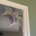Halloween Acrylic Spiderweb Door Topper with Iridescent Glow Decor