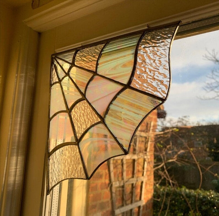 Halloween Acrylic Spiderweb Door Topper with Iridescent Glow Decor