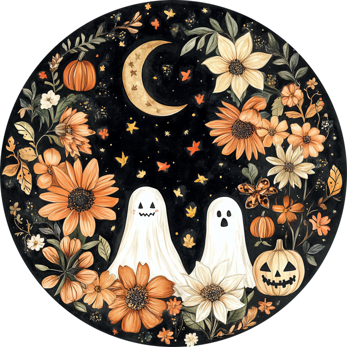 Halloween Sign,  Ghost Sign, Metal Sign, Wreath Sign, Wreath Attachment