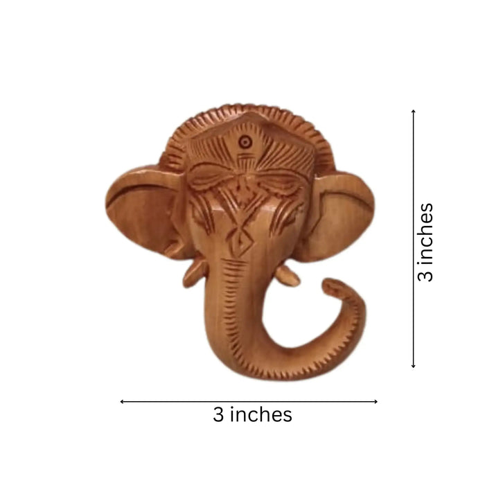 Hand-Carved Wooden Ganesha Elephant Head Wall Hanging   Wood Decorative