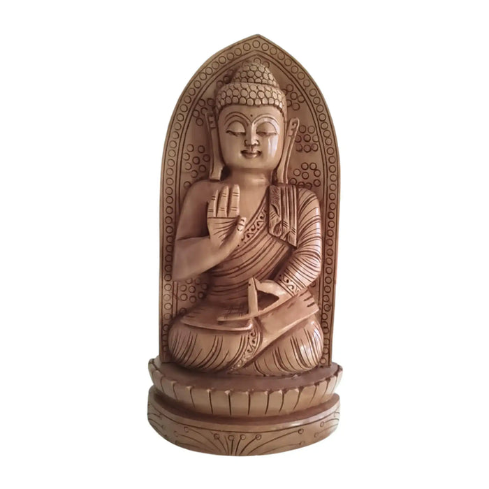 Hand-Carved Wooden Lotus Sitting Buddha – Spiritual Home Decor maruthi handicrafts