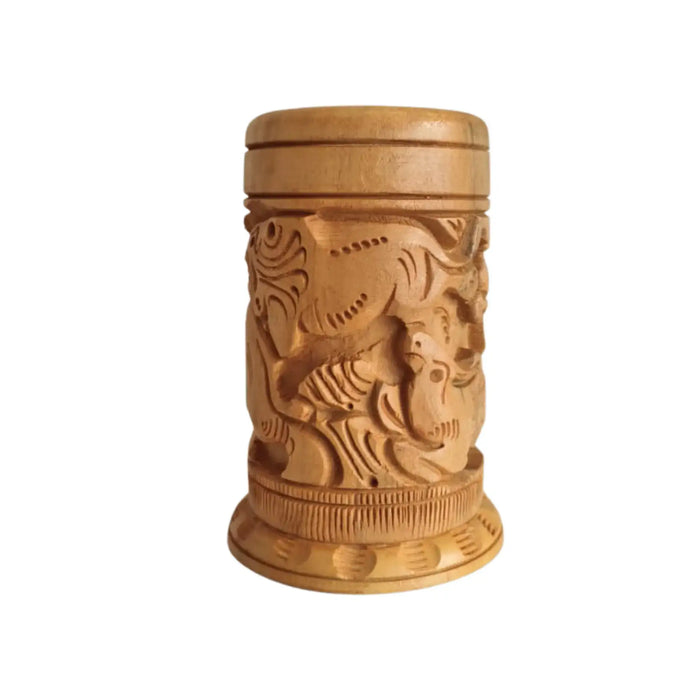Hand-Carved Wooden Pen Stand – Elegant Desk Organizer   Accessories