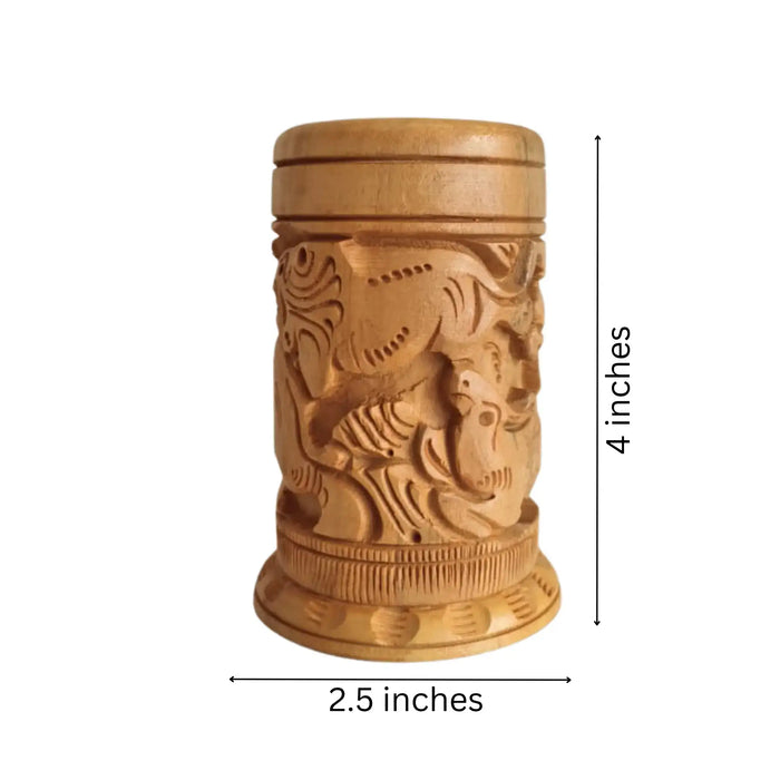 Hand-Carved Wooden Pen Stand – Elegant Desk Organizer   Accessories
