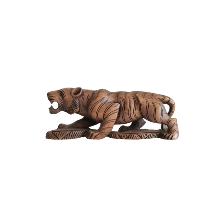 Hand-Carved Wooden Tiger Figurine   Wood Decorative