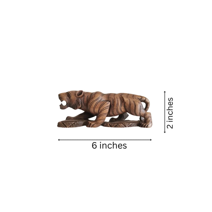 Hand-Carved Wooden Tiger Figurine   Wood Decorative