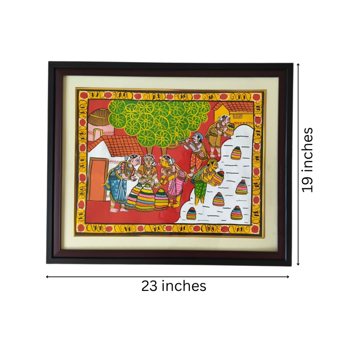 Hand-Painted Bathukamma Festival Cheriyal Painting   Cheriyala Painting