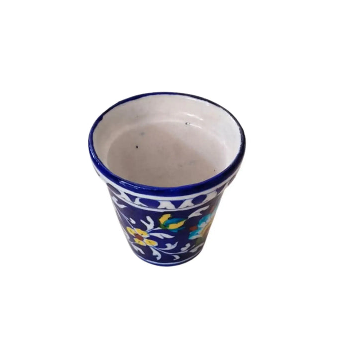 Hand-Painted Blue Pottery Floral Planter | Decorative Plant Pot   Pottery