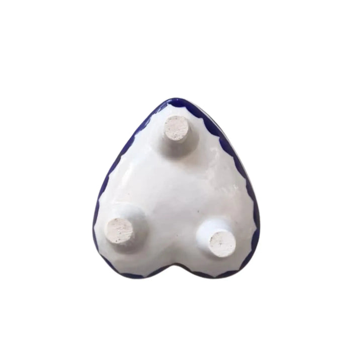 Hand-Painted Blue Pottery Heart-Shaped Soap Dish | Floral Design   Pottery