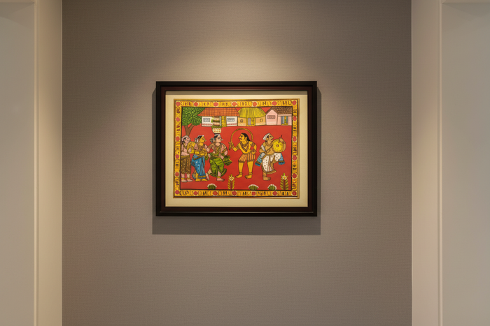 Hand-Painted Cheriyal Painting - Pothuraju & Bonalu Folk Dance   Cheriyala Painting