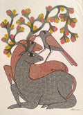 Hand-Painted Deer & Bird Forest Sanctuary – Authentic Gond Painting   Paintings