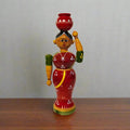 Hand-Painted Etikoppaka 'Golla Bhama' Figurine - Lacquered Wood Craft   Etikoppaka Lacquerware
