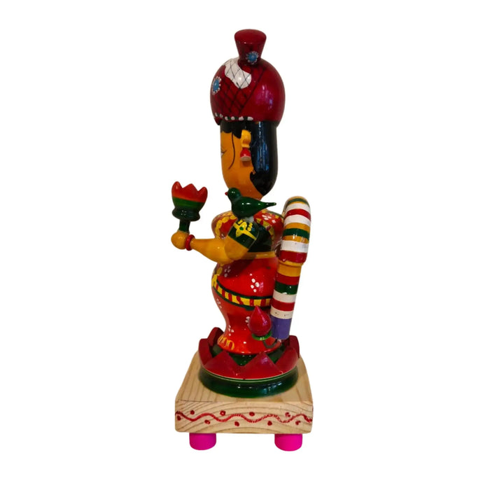 Hand-Painted Etikoppaka Lakshmi Statue – Traditional South Indian Folk Art   Etikoppaka Lacquerware