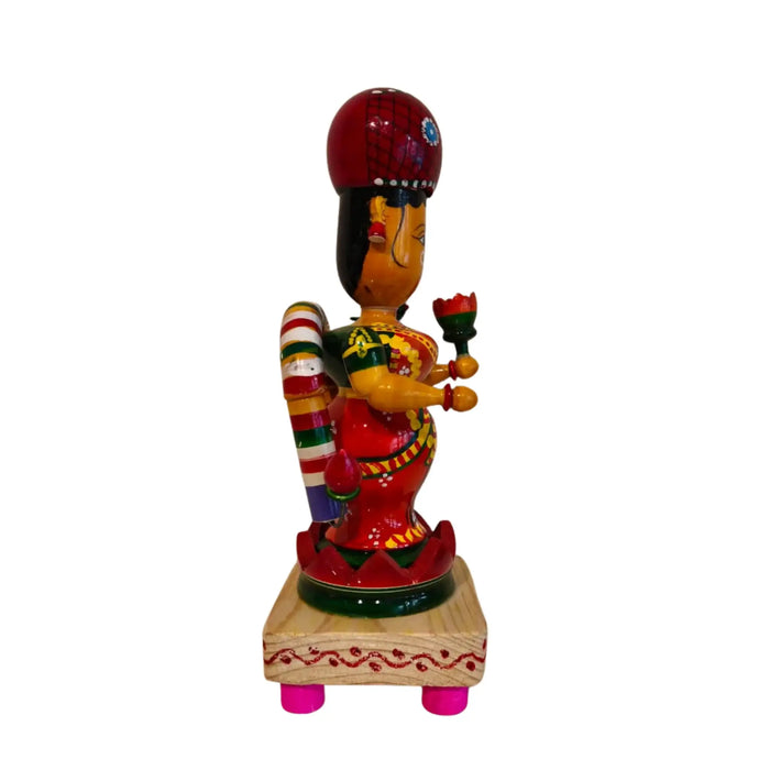Hand-Painted Etikoppaka Lakshmi Statue – Traditional South Indian Folk Art   Etikoppaka Lacquerware