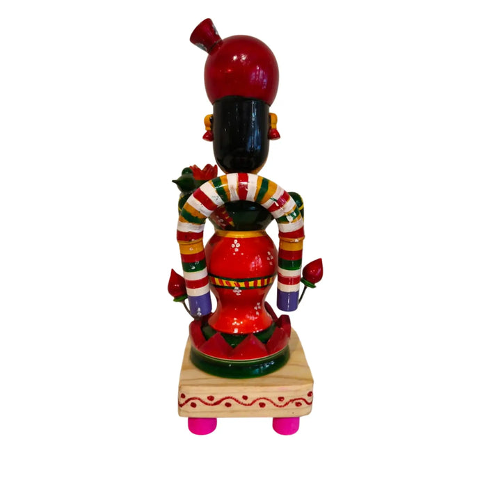 Hand-Painted Etikoppaka Lakshmi Statue – Traditional South Indian Folk Art   Etikoppaka Lacquerware
