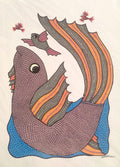 Hand-Painted Leaping Fish & Aquatic Life – Gond Painting   Paintings