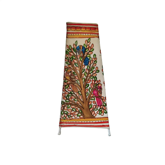 Hand-Painted Leather Lamp with Tree of Life and Colorful Birds   Leather Paintings