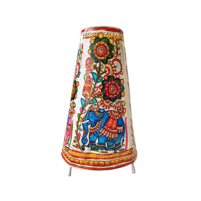 Hand-Painted Leather Puppetry Lamp - Floral Elephant | Bed Lamp   Leather Paintings