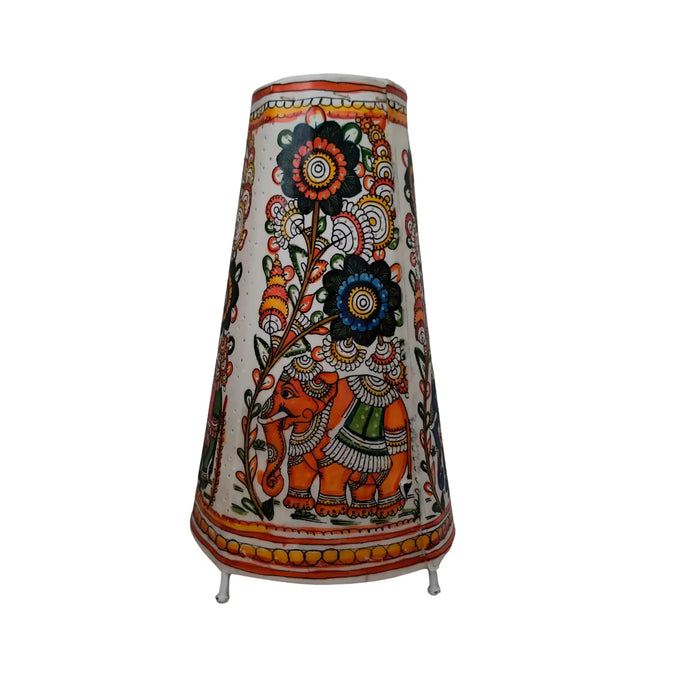 Hand-Painted Leather Puppetry Lamp - Floral Elephant | Bed Lamp   Leather Paintings