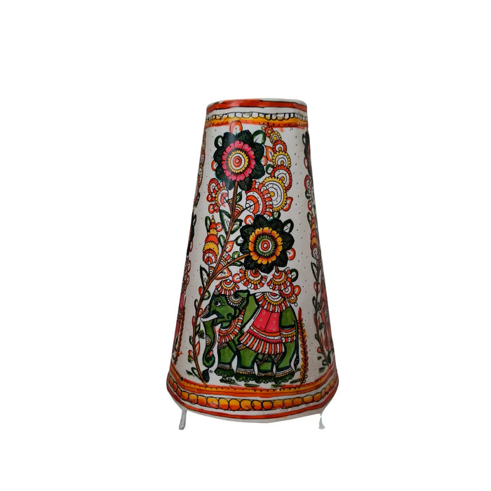 Hand-Painted Leather Puppetry Lamp - Floral Elephant | Bed Lamp   Leather Paintings