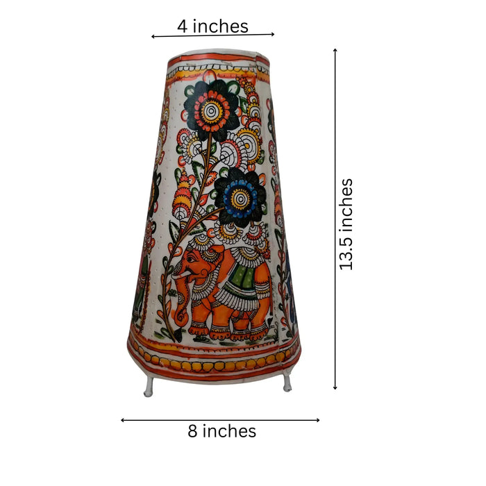 Hand-Painted Leather Puppetry Lamp - Floral Elephant | Bed Lamp   Leather Paintings