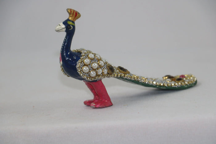 Hand-Painted Metal Peacock with Stone Work | Decorative Art Figurine maruthi handicrafts