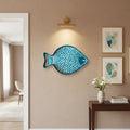 Hand-Painted Teal Blue Pottery Fish Wall Decor | Coastal Quartz Art   Pottery
