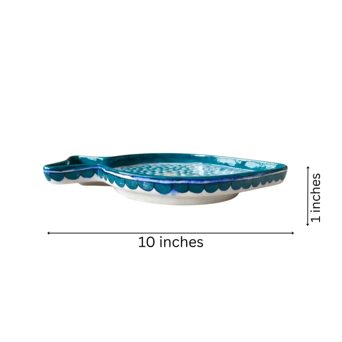 Hand-Painted Teal Blue Pottery Fish Wall Decor | Coastal Quartz Art   Pottery