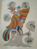 Hand-Painted Tribal Bird & Tree of Life – Gond Painting   Paintings