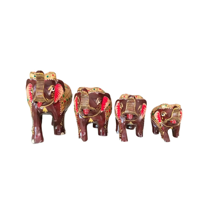 Hand-Painted Wooden Elephant with Trunk Up | Decorative Figurine maruthi handicrafts