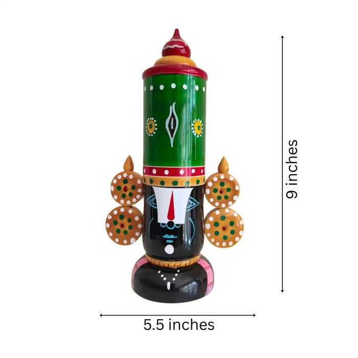 Hand-Painted Wooden Tirupati Balaji Idol - Traditional Decor   Etikoppaka Lacquerware