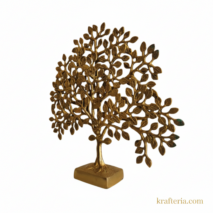 Handcrafted Antique Brass Kalpavruksh Tree Sculpture | Divine Prosperity Tabletop Décor   Brass Artwork