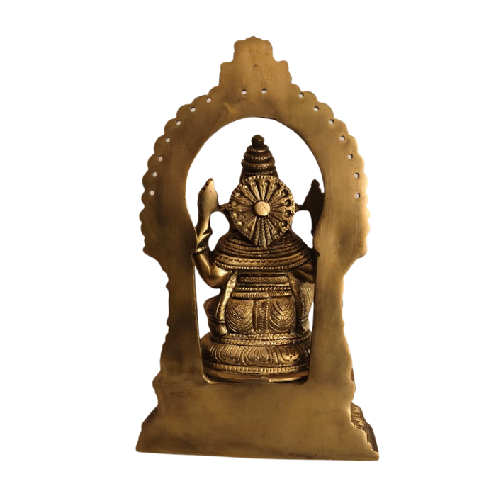Handcrafted Brass Ganesha Idol with Prabhavali – Traditional Lord Ganesha Altar Statue   Brass Artwork