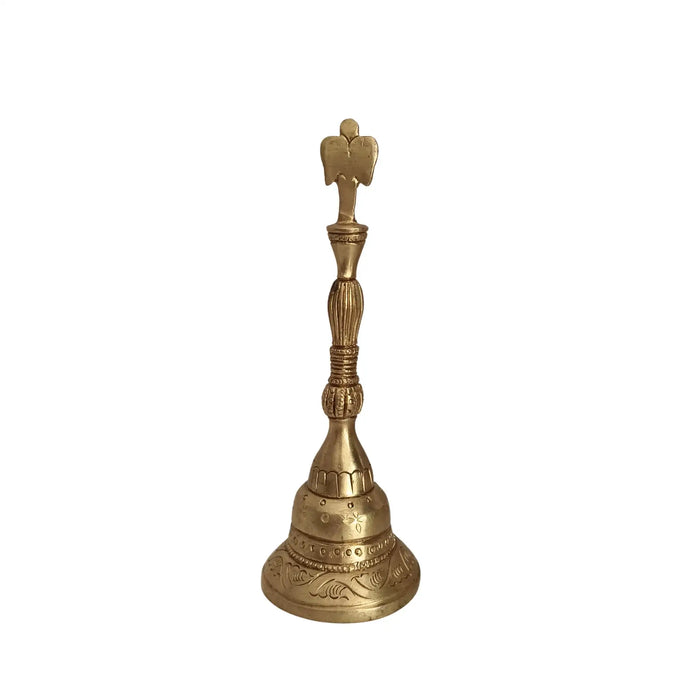 Brass temple bell with garuda finial ghanta.