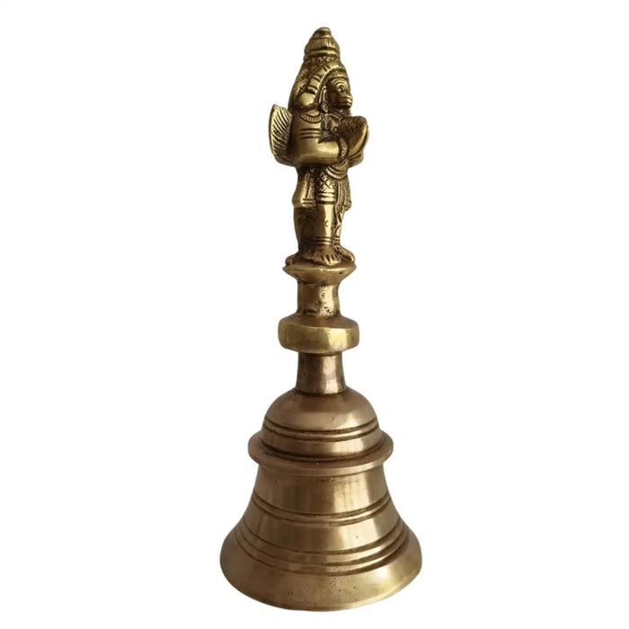 Handcrafted brass temple bell with a Garuda finial ghanta.