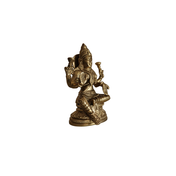 Handcrafted Brass Goddess Lakshmi Idol for Pooja Room Decor   Brass Pooja Idols