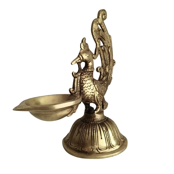 Handcrafted Brass Peacock Oil Lamp (Diya) – Pooja & Home Decor Deepam   Brass Ware