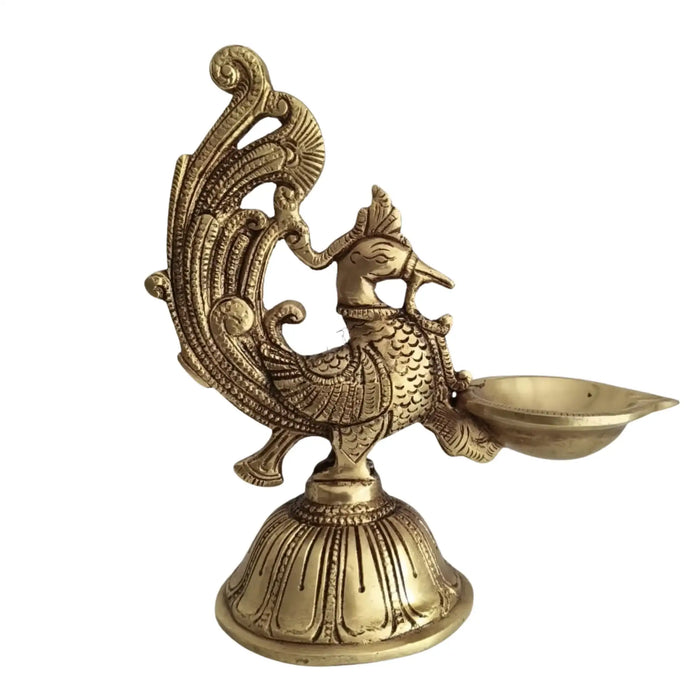 Handcrafted Brass Peacock Oil Lamp (Diya) – Pooja & Home Decor Deepam   Brass Ware