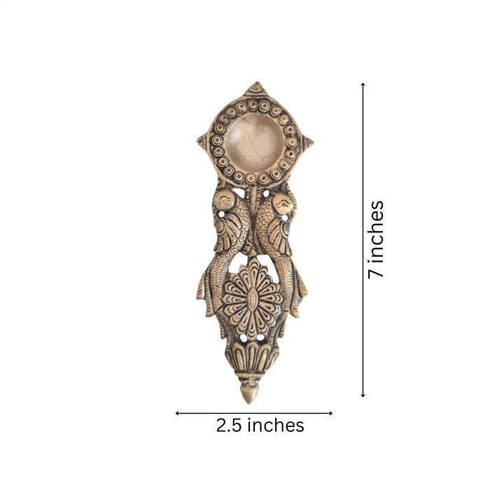 Handcrafted Brass Peacock Wall-Mounted Diya and Aarti Lamp   Brass Ware