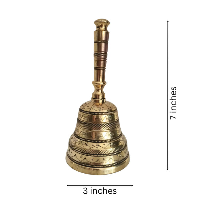 Traditional Handcrafted Brass Puja Bell(Ghanta) with Engraved Detailing   Brass Ware
