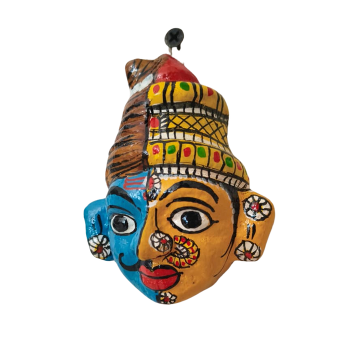 Handcrafted Cheriyal  Ardhanarishvara Mask Wall Hanging   wall decor