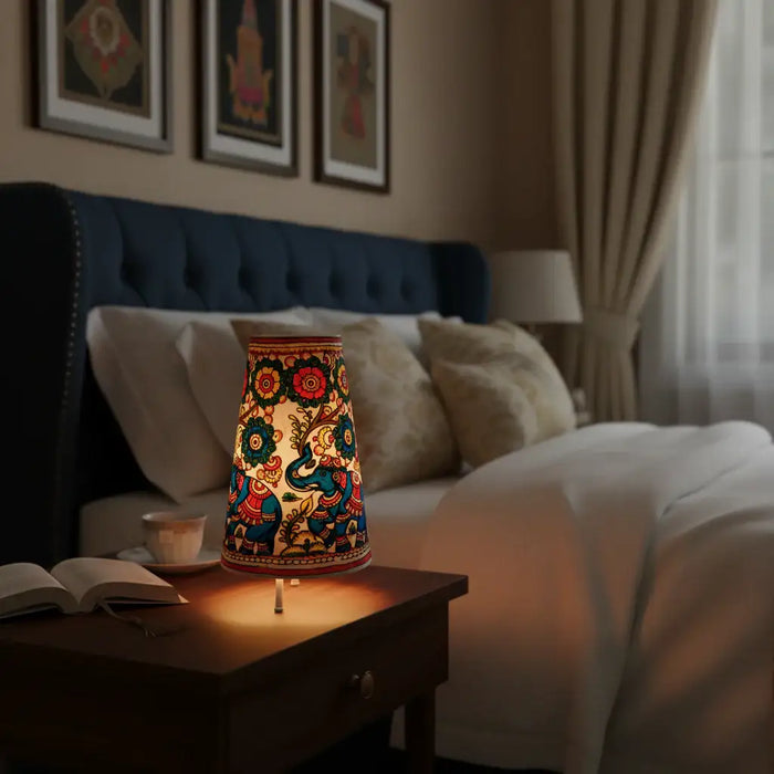 Handcrafted Elephant Leather Puppetry Lamp – A Fusion of Tradition and Elegance | Bed Lamp   Leather Paintings