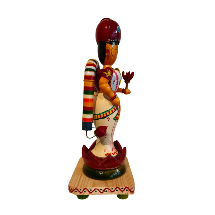 Handcrafted Etikoppaka Lakshmi Idol – Goddess of Wealth in Padmasana   Etikoppaka Lacquerware