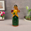 Handcrafted Etikoppaka Wooden Woman with Parrot | Traditional Indian Art   Etikoppaka Lacquerware