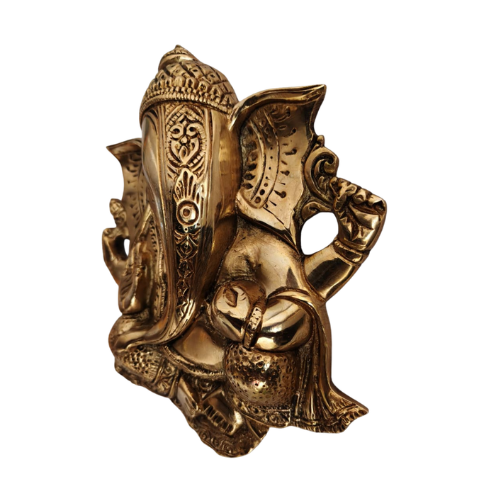 Handcrafted Ganpati Wall Hanging with Antique Gold Finish   Brass Artwork