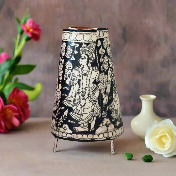 Handcrafted Kalamkari Leather Puppetry Cone Lamp Shade | Bed Lamp   Leather Paintings