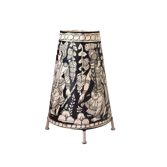 Handcrafted Kalamkari Leather Puppetry Cone Lamp Shade | Bed Lamp   Leather Paintings