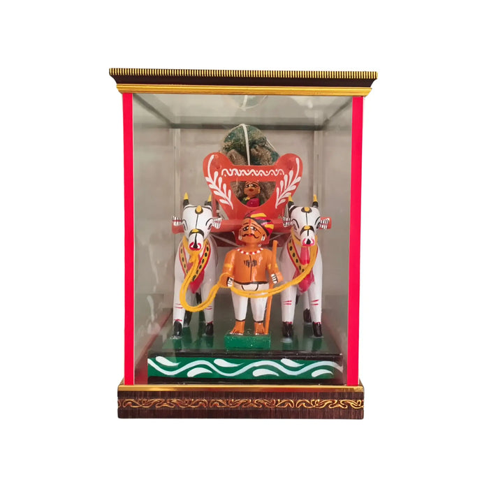 Handcrafted Kondapalli Wooden Bullock Cart in Display Case – Traditional Indian Village Art   Kondapalli Lacquerware