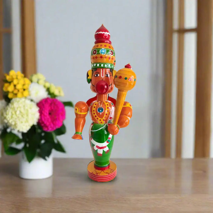 Handcrafted Lacquerware - The Mighty Hanuman Idol   Etikoppaka Lacquerware