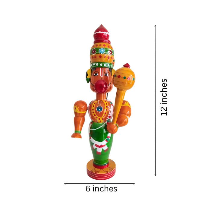 Handcrafted Lacquerware - The Mighty Hanuman Idol   Etikoppaka Lacquerware